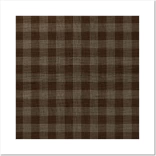 Brown and Beige Checkerboard Plaid Christmas Burlap Cloth Posters and Art